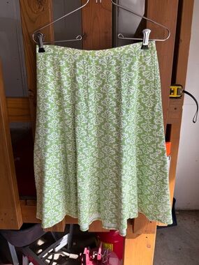 Talbots Light Green and White A-Line Skirt